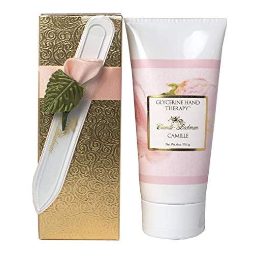 Camille Beckman Romantic Manicure Gift Set, Camille, Glycerine Hand Therapy 6 oz, Premium Crystal Nail File