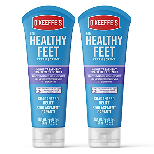 O'Keeffe's for Healthy Feet Night Treatment Foot Cream, Guaranteed Relief for Extremely Dry, Cracked Feet, Visible Results in 1 Night, 7.0 Ounce Tube, (Pack of 2)