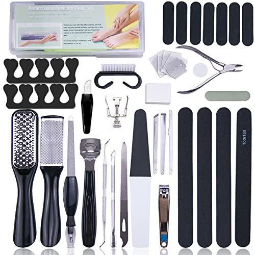 Professional Pedicure Kit Set 32 in 1 Foot File Rasp Stainless Steel Foot Rasp Ingrown Toenail Tools Removing Hard Cracked Ingrown Toenail Removal Correction Clippers Dead Skin Pedicure Tool
