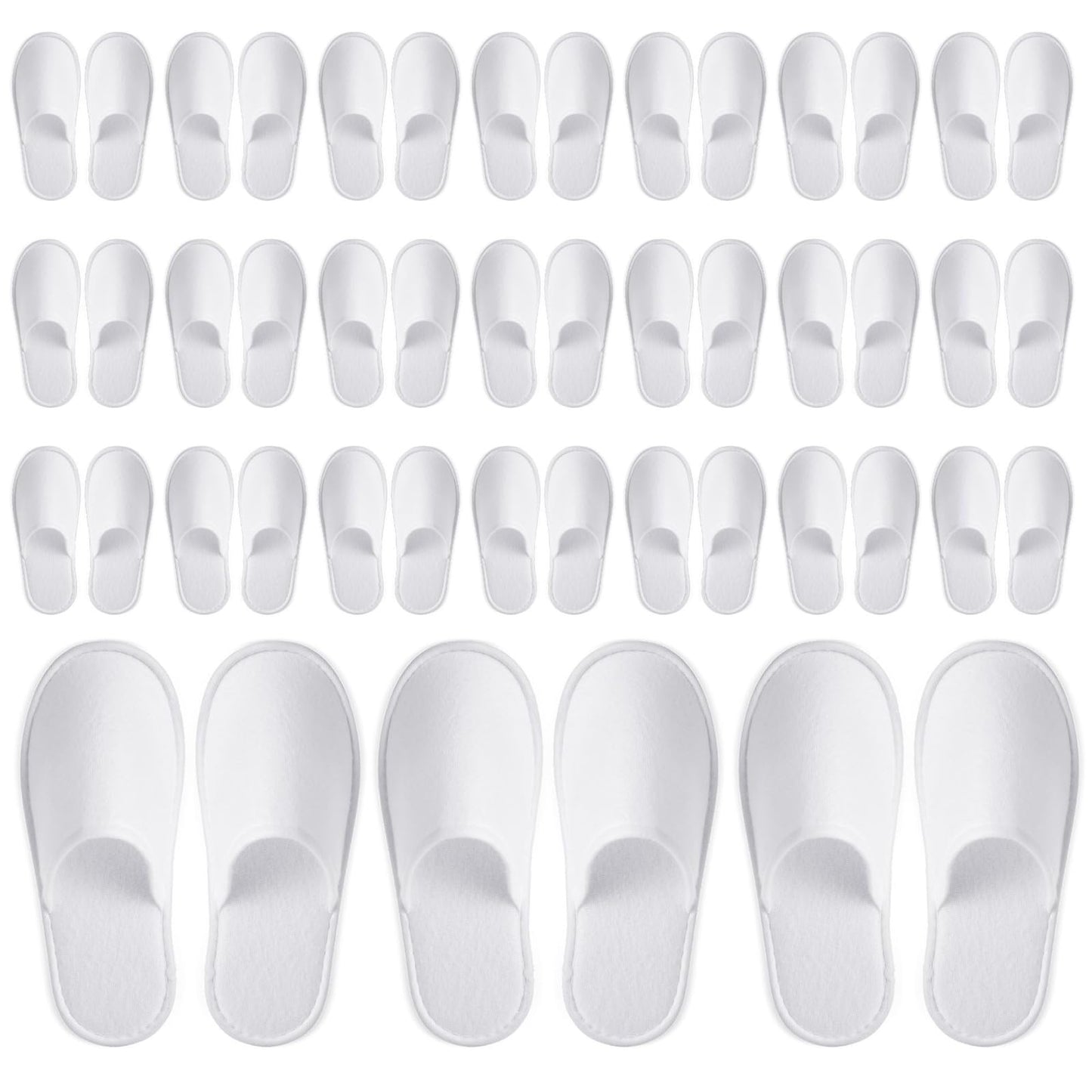 Juvale 24 Pairs Disposable House Slippers for Guests, Bulk Pack for Hotel, Spa, Shoeless Home, White Closed Toe (US Men Size 10, Women 11)