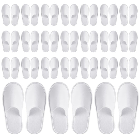 Juvale 24 Pairs Disposable House Slippers for Guests, Bulk Pack for Hotel, Spa, Shoeless Home, White Closed Toe (US Men Size 10, Women 11)