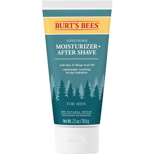 Burt's Bees Soothing Moisturizer + After Shave with Aloe & Hemp, For Men, 2.5 Ounces