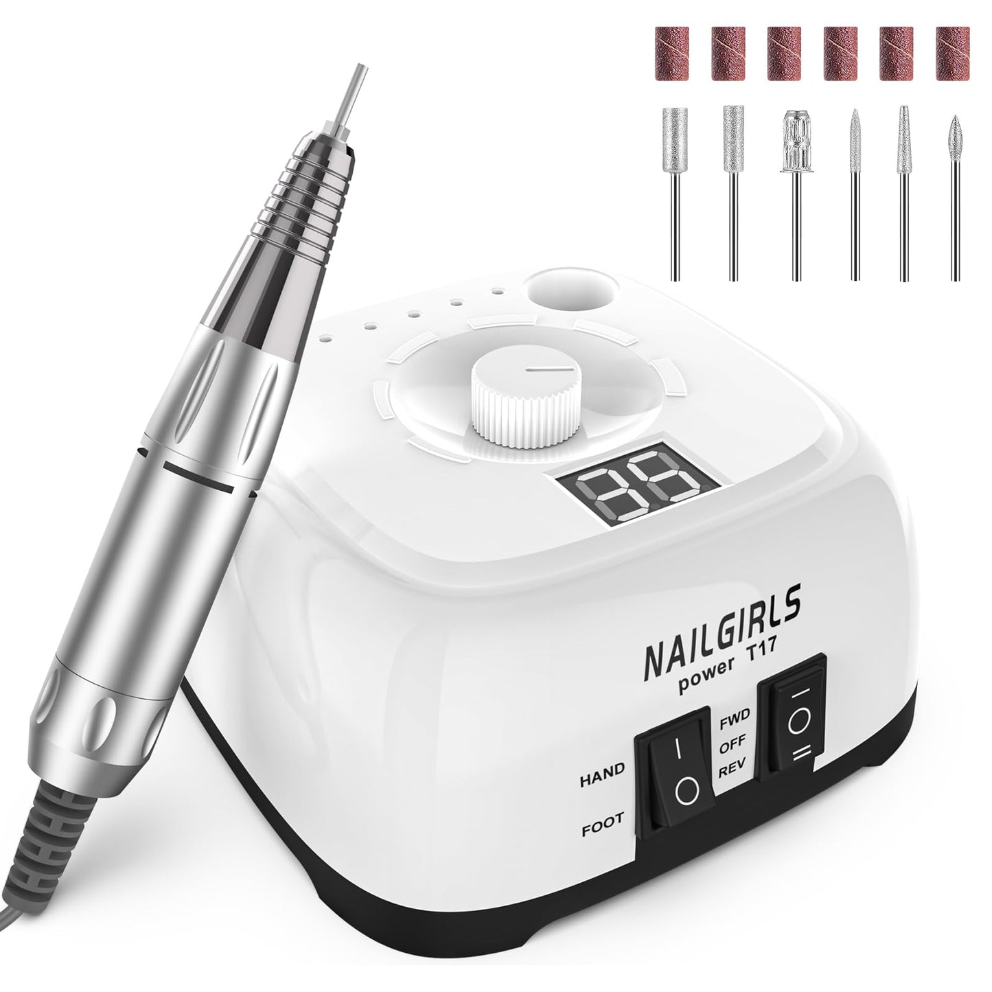 NAILGIRLS Professional Nail Drill Machine,35000PRM Electric Nail File E-File Nail Drill Kit for Gel Acrylic Nails Manicure Pedicure Polishing Shape Tools for Home Salon Use
