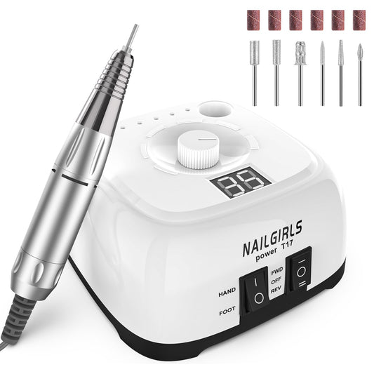 NAILGIRLS Professional Nail Drill Machine,35000PRM Electric Nail File E-File Nail Drill Kit for Gel Acrylic Nails Manicure Pedicure Polishing Shape Tools for Home Salon Use