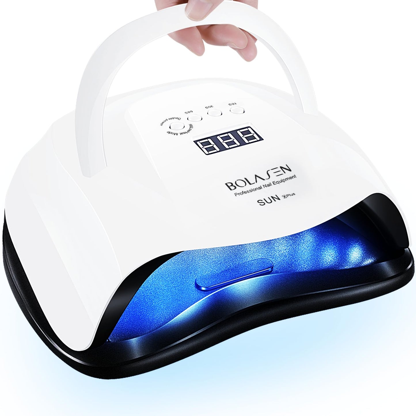 BOLASEN Professional Gel UV Nail Lamp, True 80W Salon Grade LED Nail Dryer for Gel Polish, UV Light for Nails, Portable Fast Curing Lamp with Large Space, 4 Timers, Auto Sensor, LCD Display, White