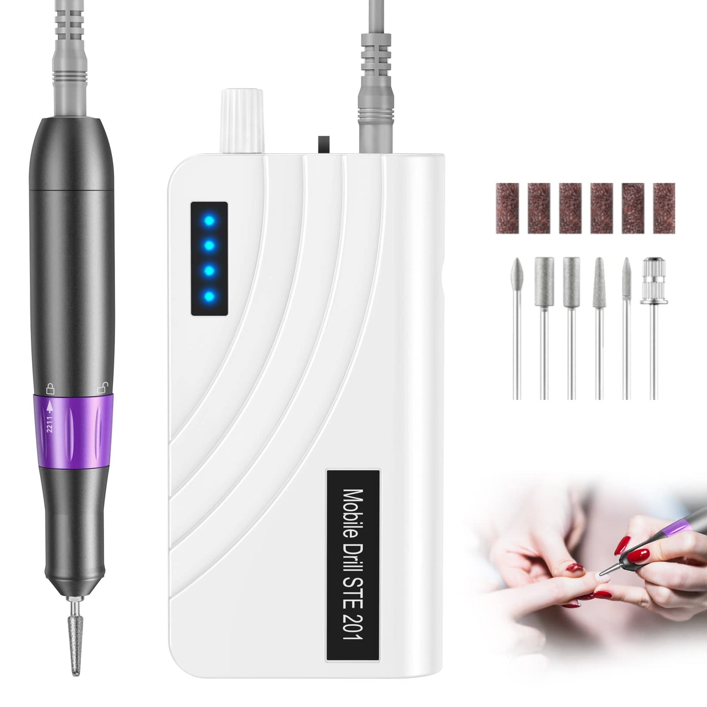 LNKERCO 35000 RPM Electric Nail Drill Machine, Electric Nail File Acrylic Gel Nails, Manicure Pedicure Tool with Drill Bits, Portable Efile Nail Drill for Polishing Tools for Home and Salon Use