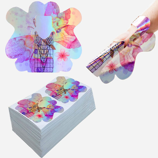 NYKAA 500 Pieces Nail Forms for Acrylic Extension-High Strength and Toughness with Aluminum Foil Copper Material-Pink Flowers On The Surface, So Lovely Shape(500pcs)