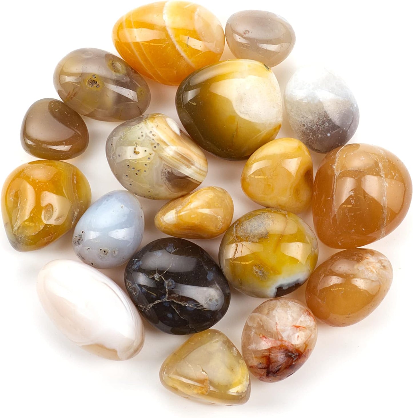 Cherry Tree Collection 1/2 Pound Polished Stones - 1/2" - 1" Size Tumbled Stones - Tumbled Crystals Bulk for Healing, Reiki, Chakra (Yellow Lace Agate)
