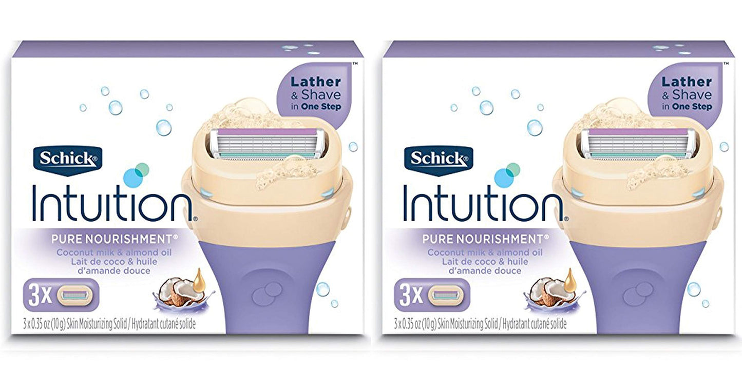 Schick Intuition Pure Nourishment Womens Razor Refills with Coconut Milk and Almond Oil