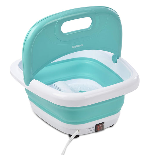 Foot Spa Bath Massager with Heat Bubbles Vibration, Accupressure Node Message and Spa Foot Treatment, Easy Storage