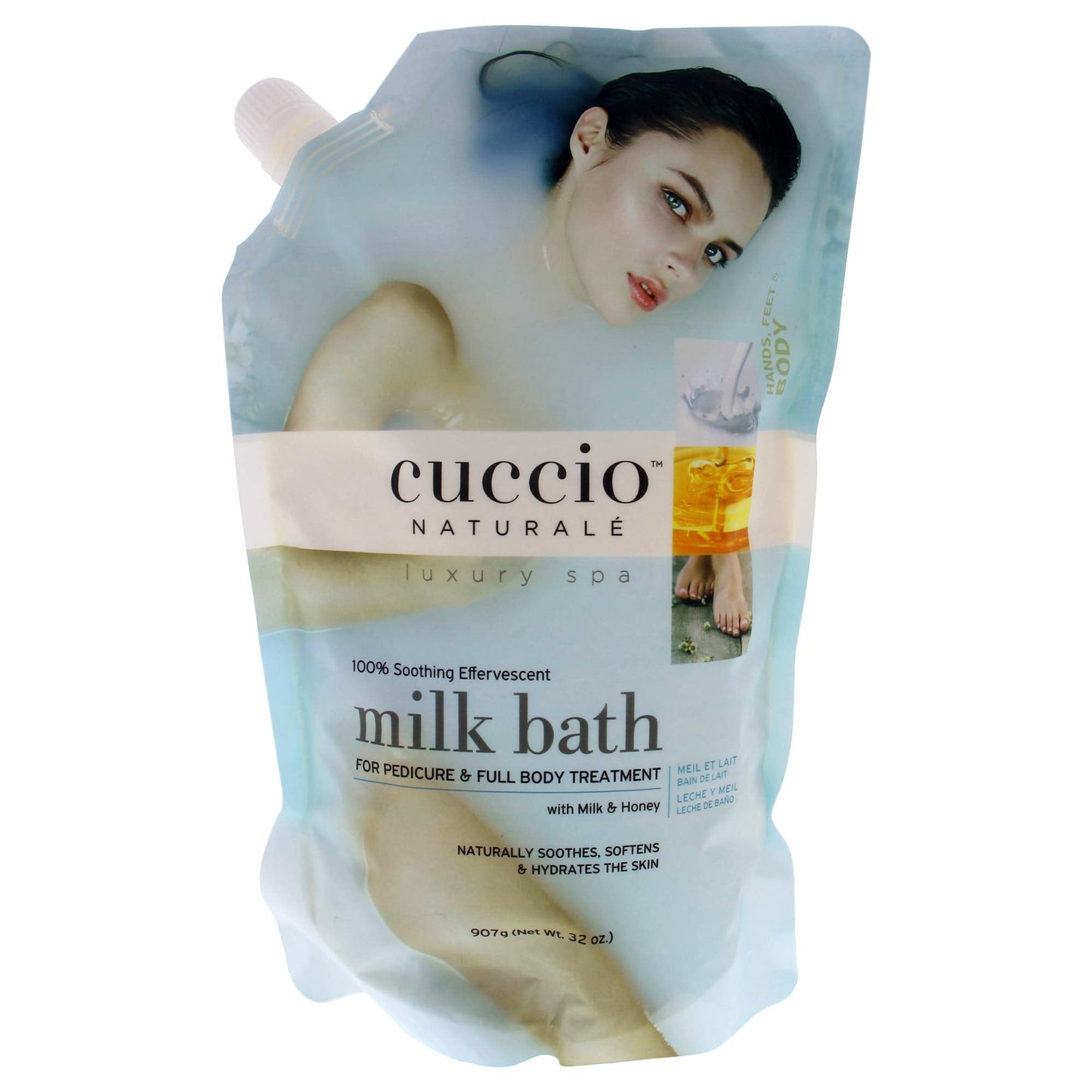 Cuccio Naturale Milk Bath Main-Pedi - Soothing, Effervescent Soak - Leaves Skin Smooth, Nourished and Hydrated - for Manicures, Pedicures and Full Body Treatments - Infused with Honey - 32 Oz