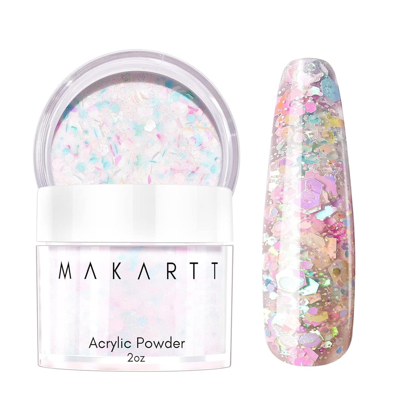 Makartt Acrylic Powder,2oz Glitter Acrylic Nail Powder for Extension,Professional Shiny Nail Acrylic Powder for Acrylic Nails,Nail Powder for Carving French Nails,3D Acrylic Powder For Nails
