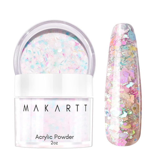 Makartt Acrylic Powder,2oz Glitter Acrylic Nail Powder for Extension,Professional Shiny Nail Acrylic Powder for Acrylic Nails,Nail Powder for Carving French Nails,3D Acrylic Powder For Nails