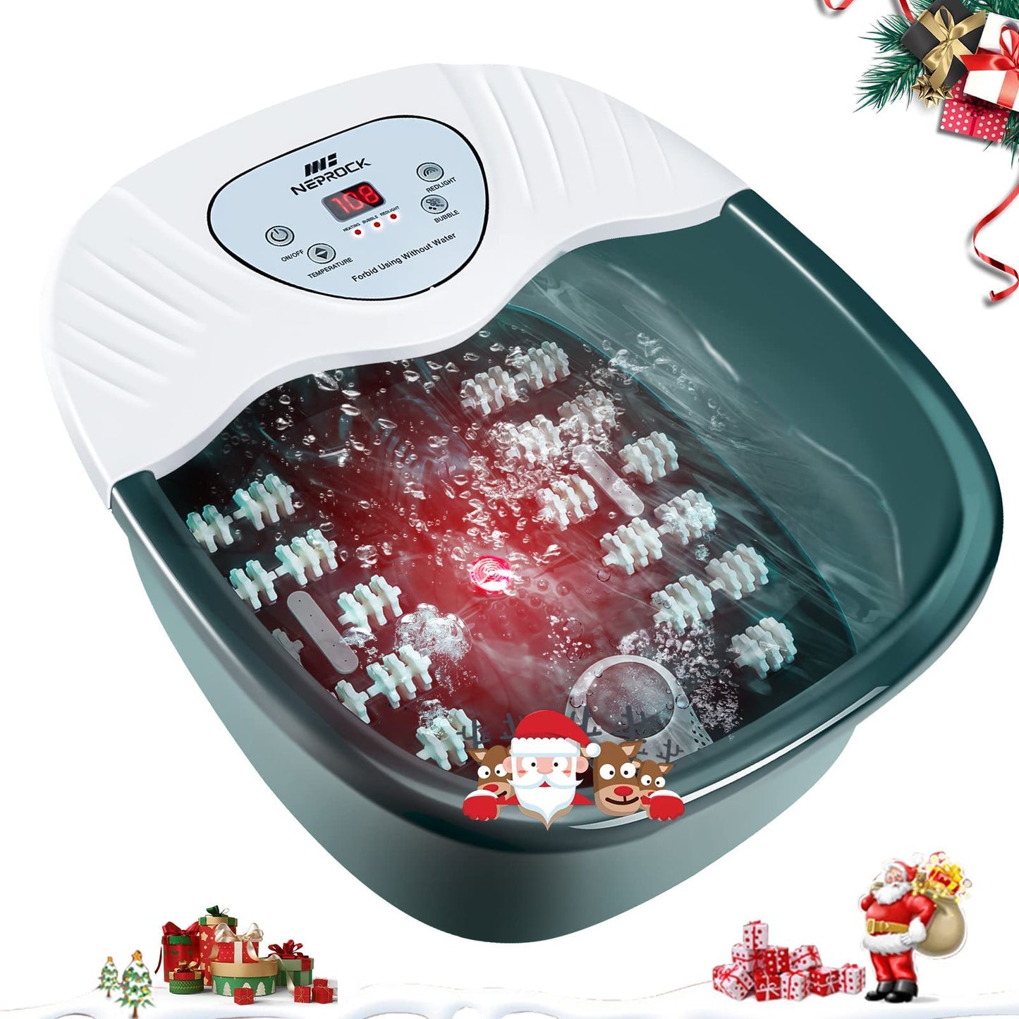 Neprock Foot Spa Bath Massager with Heat, Pedicure Foot soak tub with 22 Massaging Rollers for Foot Pain Relief，Foot Bath Spa with Bubbles Christmas Gifts for Women from Daughter