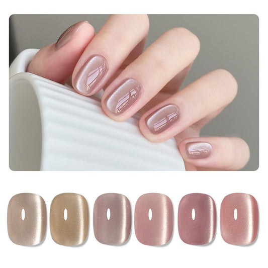 GAOY Forest Sunset Cat Eye Gel Nail Polish Set with Magnet for Holographic Cat Eye, Salon Gel Manicure and Nail Art DIY at Home