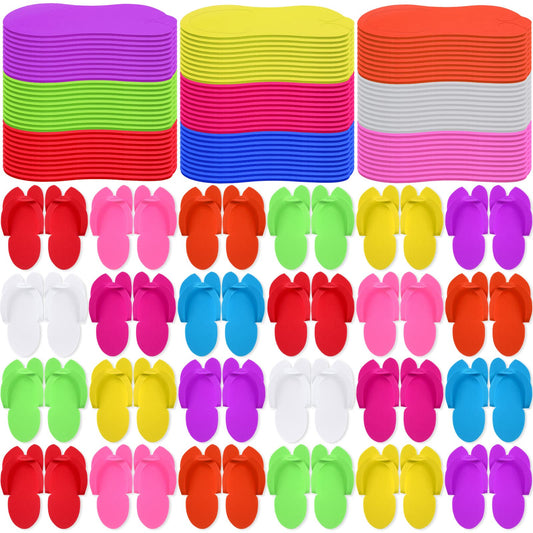 JaGely 90 Pairs Disposable Pedicure Slippers Bulk, Pedicure Flip Flops Disposable Anti Slip EVA Foam Spa Slippers Sandals for Guests Women Girls Kids Foot Bath Nail Salon Party Supplies, 9 Colors