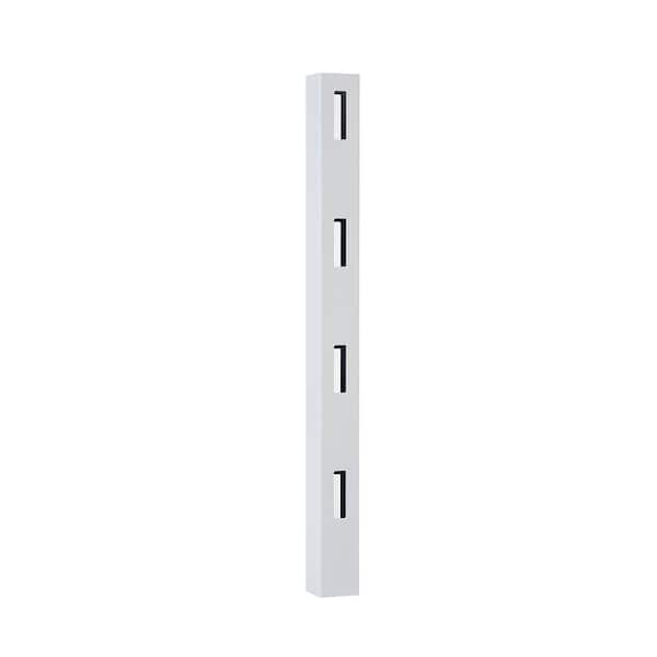 4-Rail Fence Post Durable Vinyl White Ranch 5 in. x 5 in. x 8 ft.