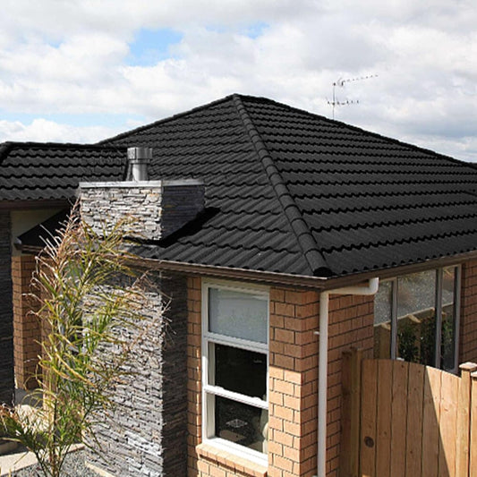Golan Tiles Stone Coated Metal Roofing 5pcs Roofing Living and Home Black