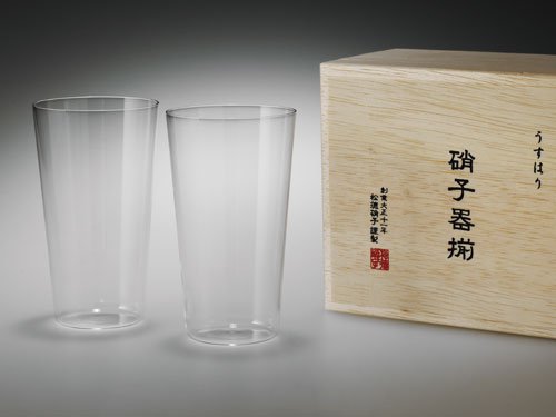 SHOTOKU GLASS Beer Glass Set Thin Glass Usuhari Tumbler M Wooden Box Clear NEW