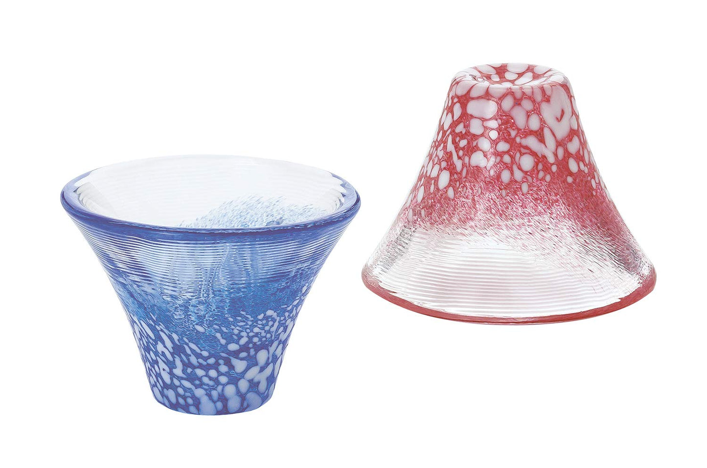 Toyo Sasaki Glass G635-t72 Cold Sake Cup Mt.Fuji Set Red & Blue Made in Japan