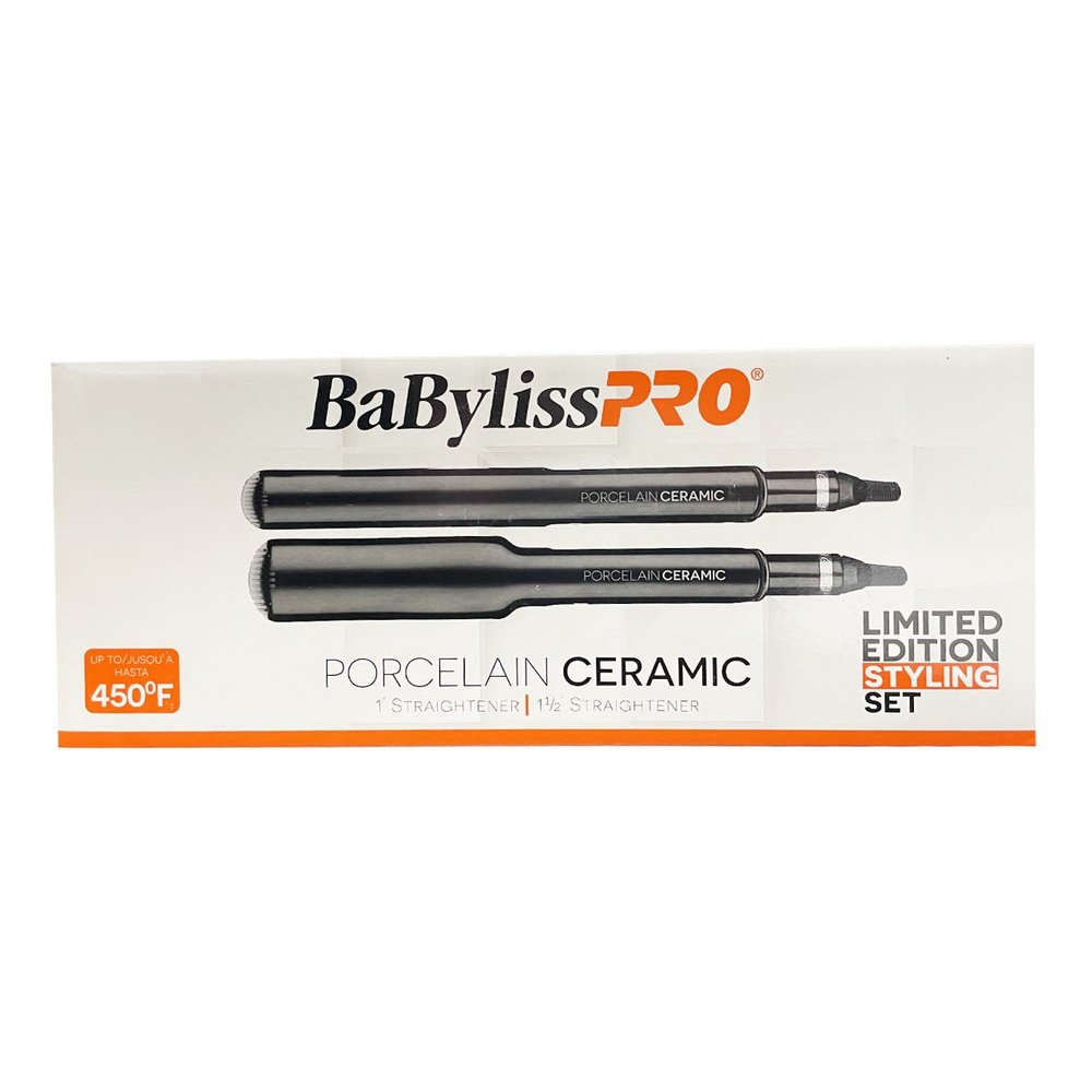 BabylissPro Porcelain Ceramic Flat Iron Styling Set (1" Straightener/ 1 1/2" Straightener)