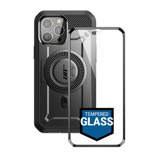 iPhone 14 Pro Max 6.7 inch Unicorn Beetle PRO MAG Rugged Case with Tempered Glass-Black