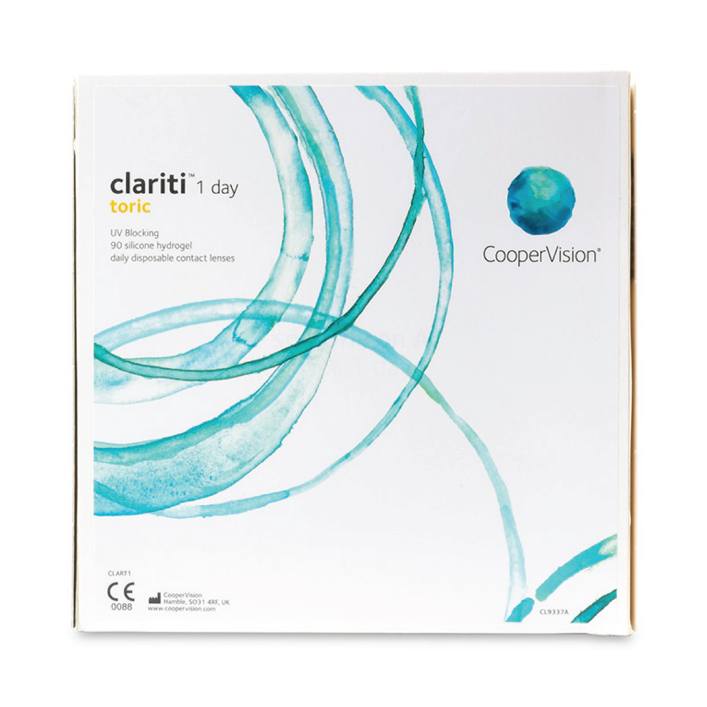 Clariti 1-day Toric astigmatism contact lens - v sense optics coopervision daily disposable silicone hydrogel UV blocking comfort breathability wetting ability wear on eye cornea clear sharp vision sphere prescription 90 pack optical