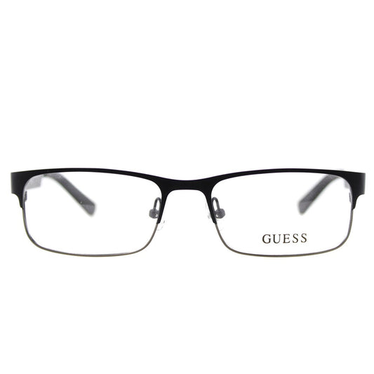 guess gu1731 prescription optical eyewear glasses men male stainless steel metal classic traditional slim narrow rectangular shape basic easy to wear casual D03 matte black front