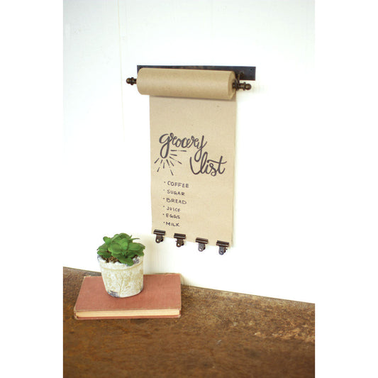 Hanging Note Roll with 4 Antique Brass Finish Clips \ Small
