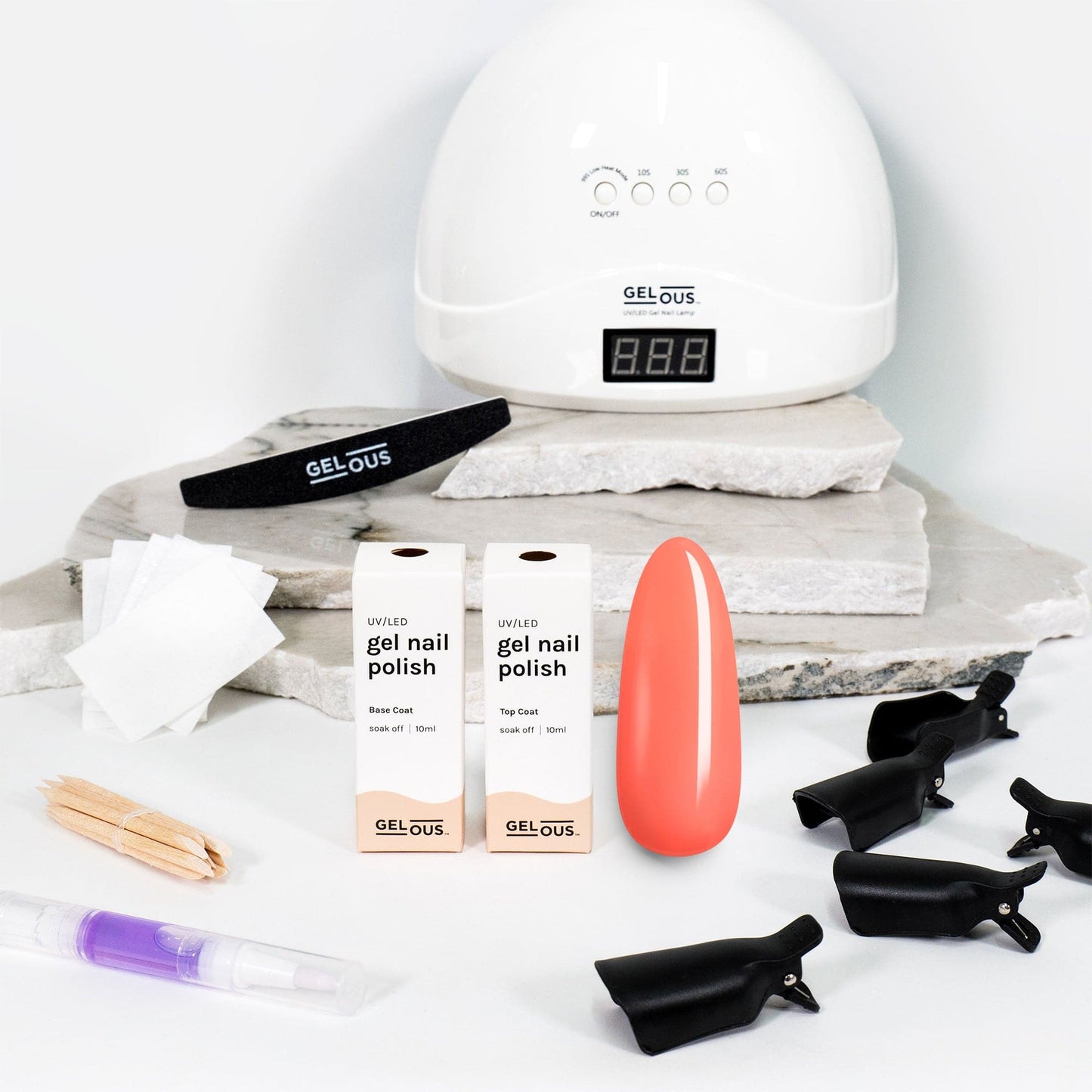 Gelous gel nail polish Coral Baskin Starter Pack - photographed in New Zealand