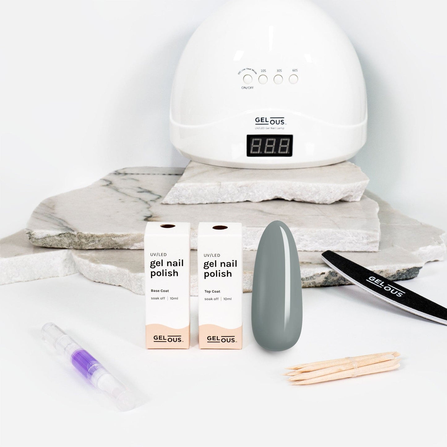 Gelous gel nail polish Grey Skies Essentials Pack - photographed in New Zealand