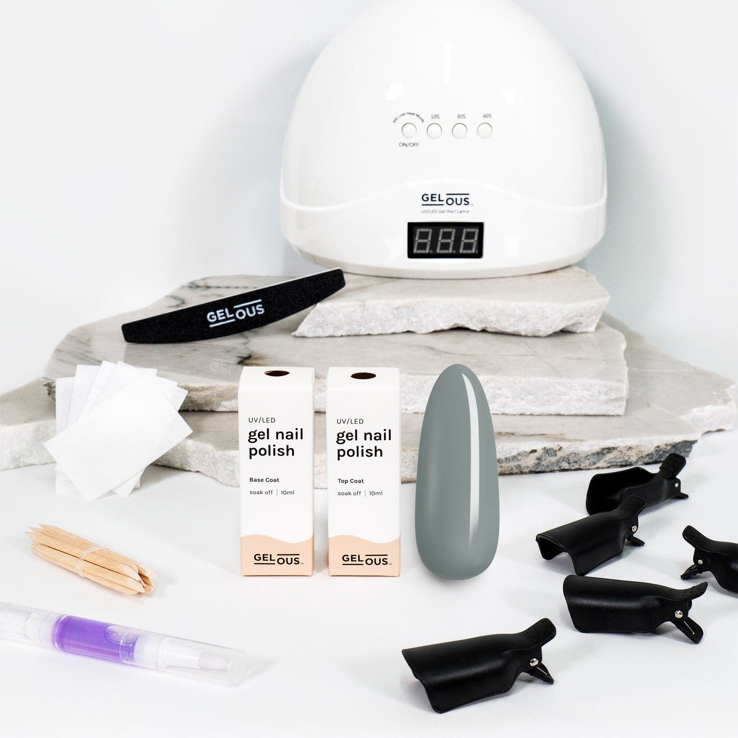 Gelous gel nail polish Grey Skies Starter Pack - photographed in New Zealand