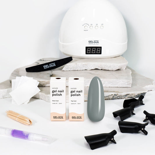 Gelous gel nail polish Grey Skies Starter Pack - photographed in New Zealand