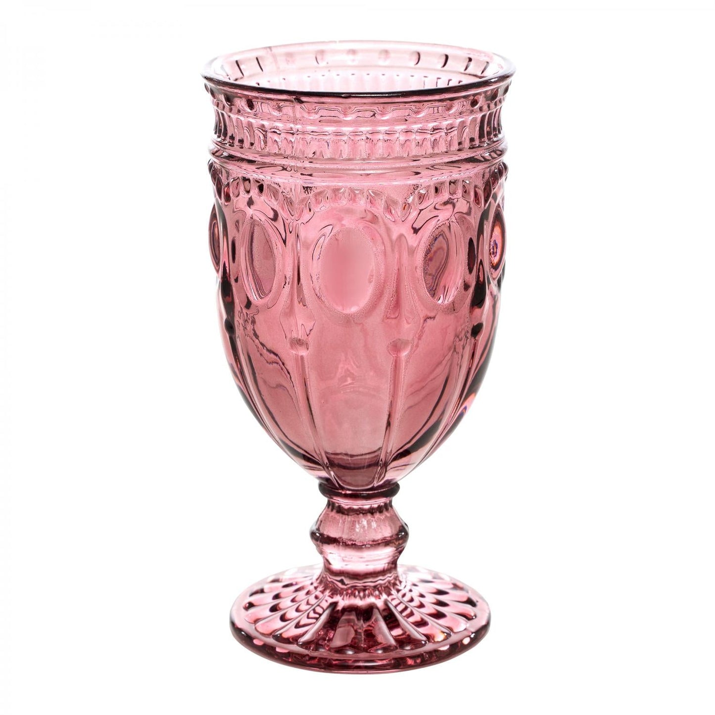 DECOSTAR™ EMBOSSED GLASS GOBLET 6½" 10OZ 6PC/BOX - BLUSH