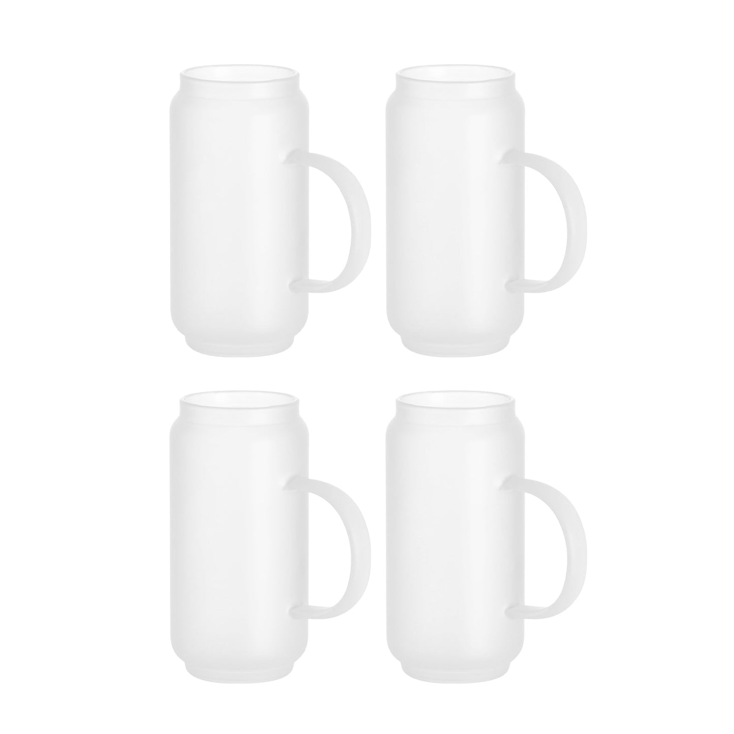 Sublimation Glass Beer Can Mug Frosted White with Handle 18 OZ 4 Pack