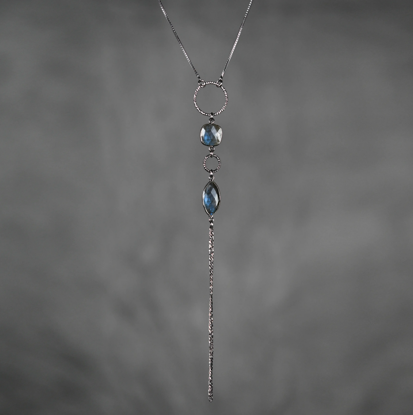 Labradorite Tassel Necklace on an Adjustable Chain