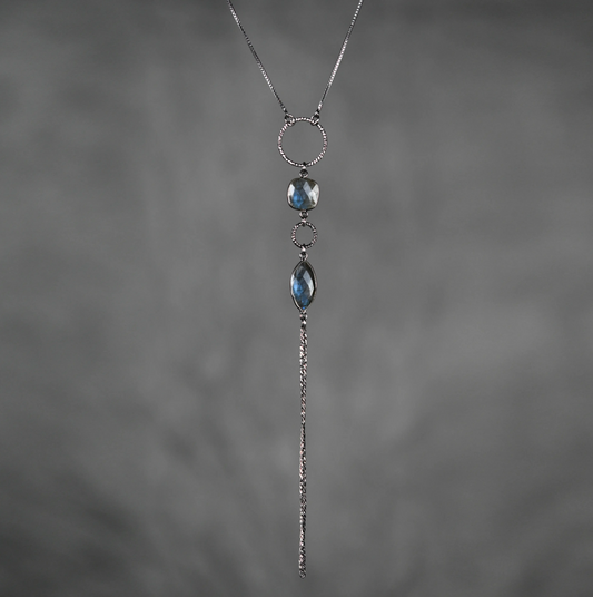 Labradorite Tassel Necklace on an Adjustable Chain