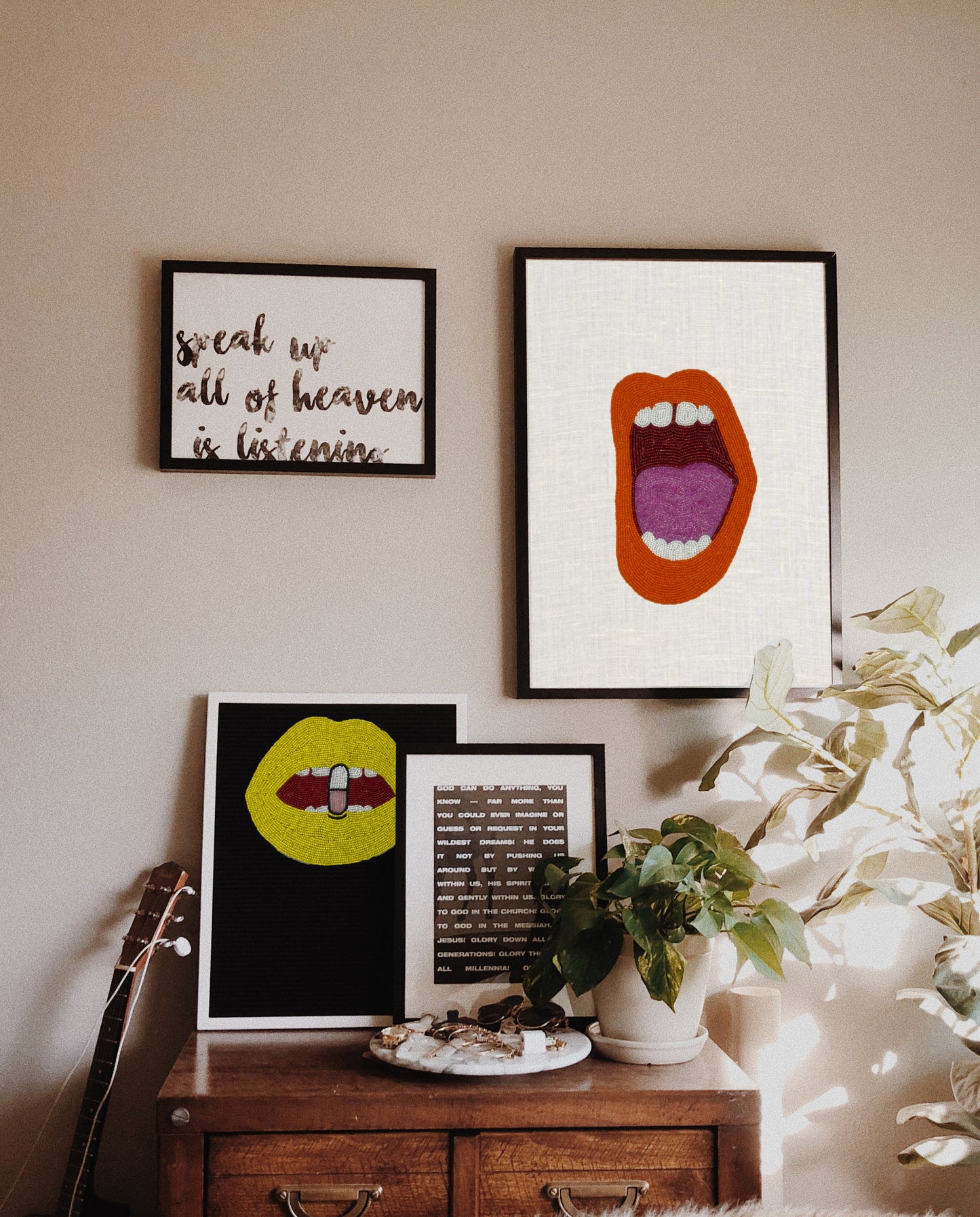 Beaded Shout Out Pop-Art Wall Decor