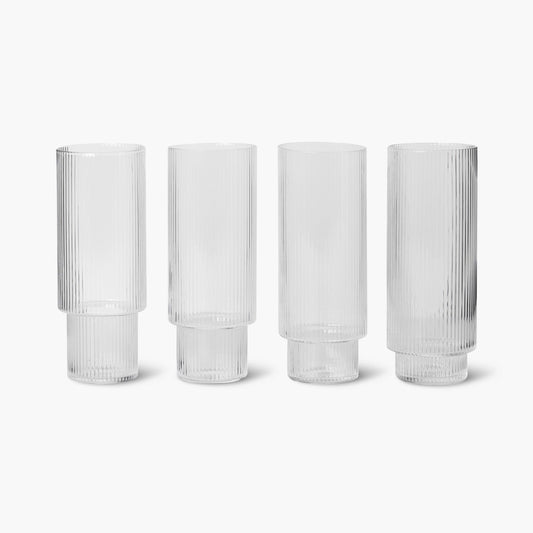 Glass Ripple, untinted glass, set of four