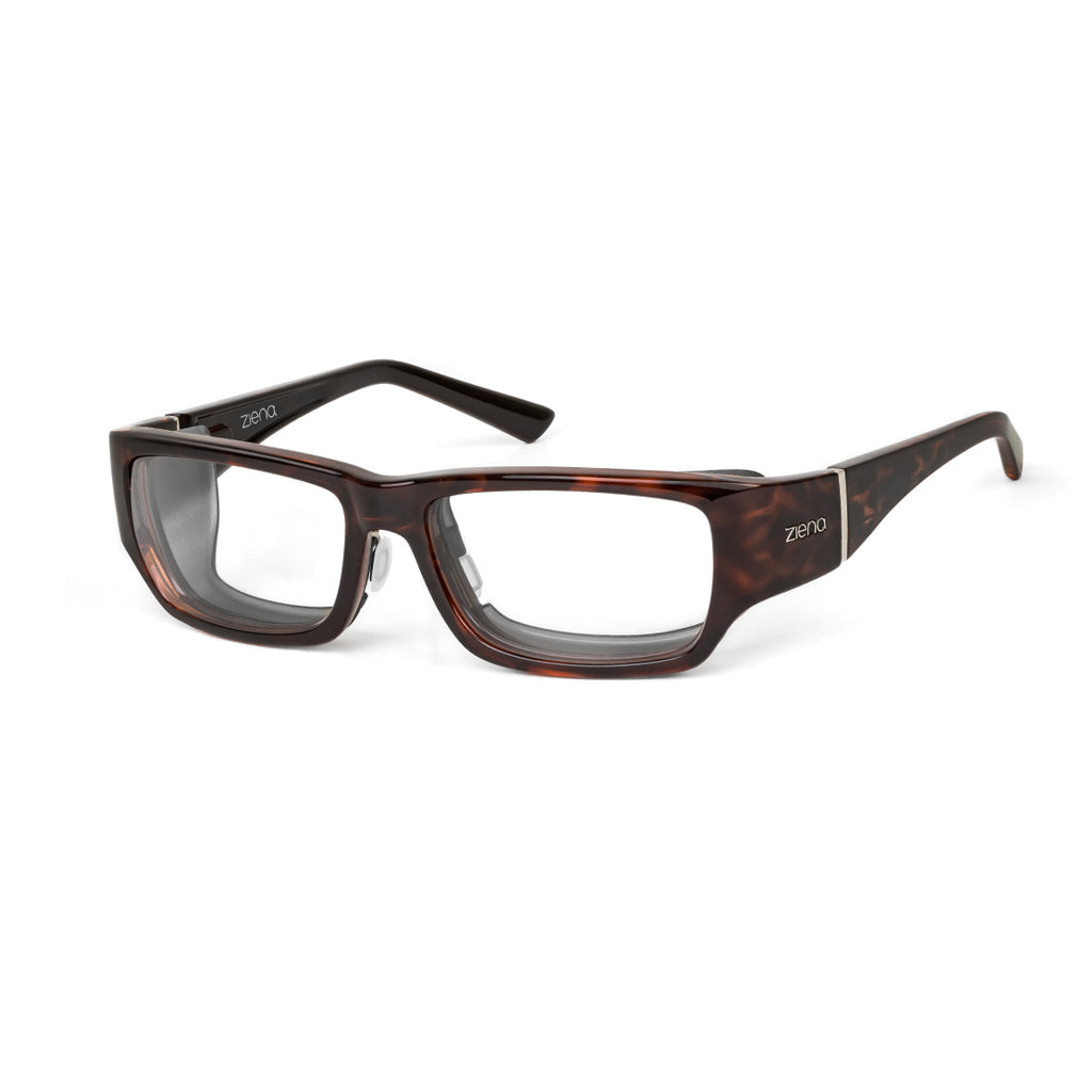 Ziena Seacrest in Tortoise Frame with Black Eyecup and Clear Lens profile view