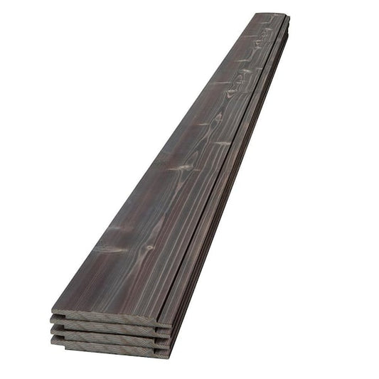 6" x 4' Charred Wood Pine Shiplap Board, Ash Gray