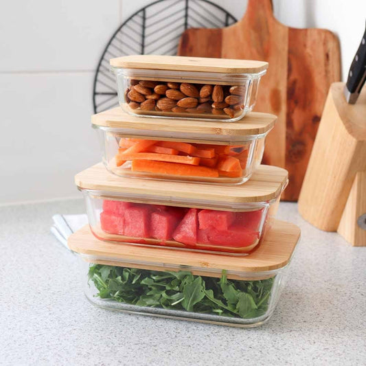 Biome Good To Go Glass Container with Bamboo Lid - Set of 4