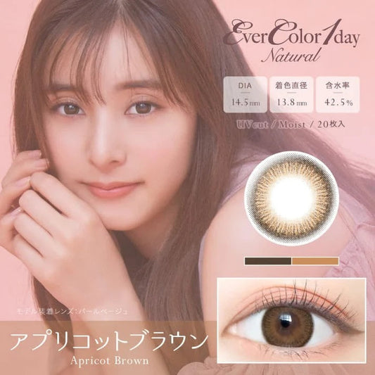 EverColor 1 Day Natural Apricot Brown Contact Lenses 20 Pack