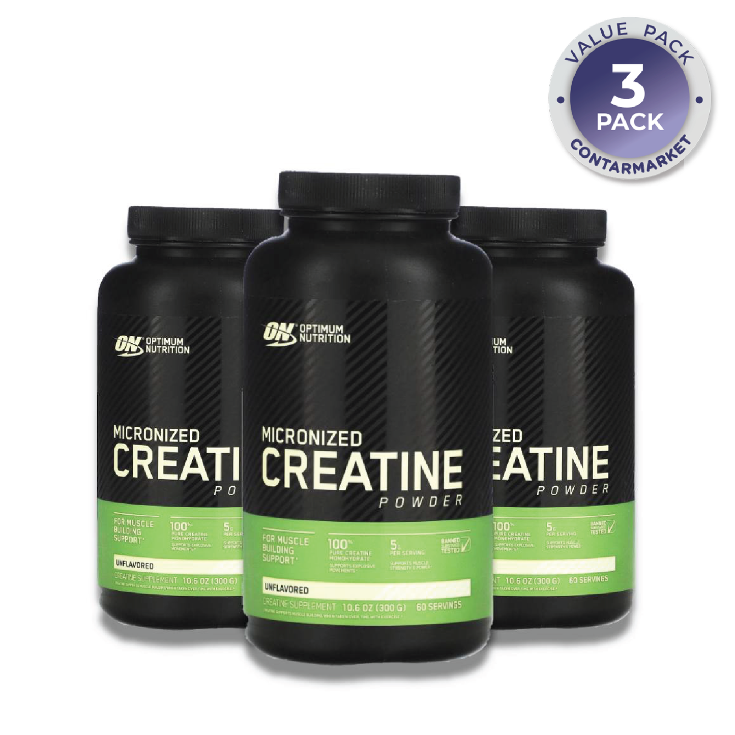 Optimum Nutrition - Micronized Creatine Powder, Unflavored - 10.6 Oz (300 gr) - 3 Pack