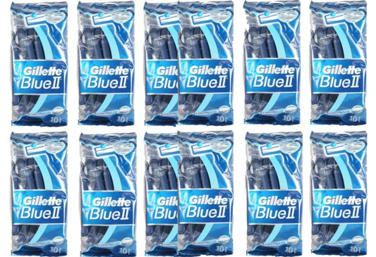 Gillette Blue II  Chromium Coating Long Lasting Blades 10 (ea) - 12 pack