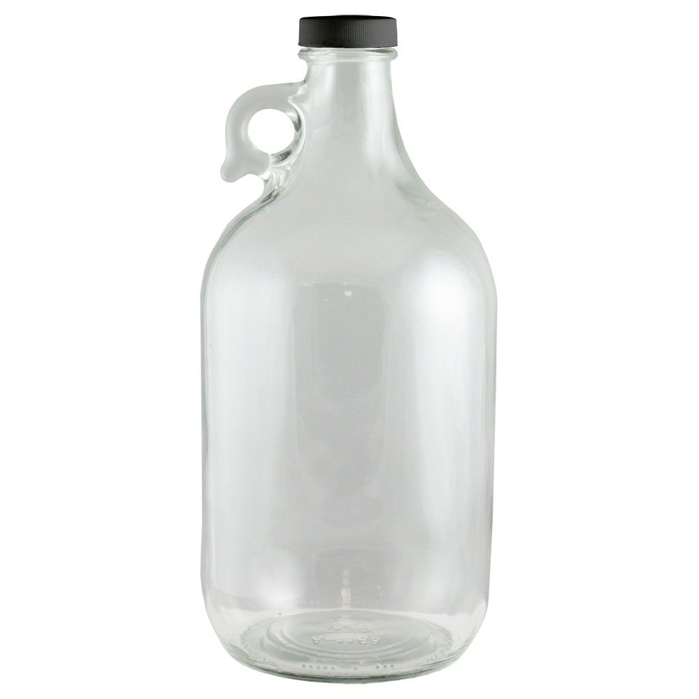 Clear 64oz Glass Beer Growler or Water Bottle With Cap