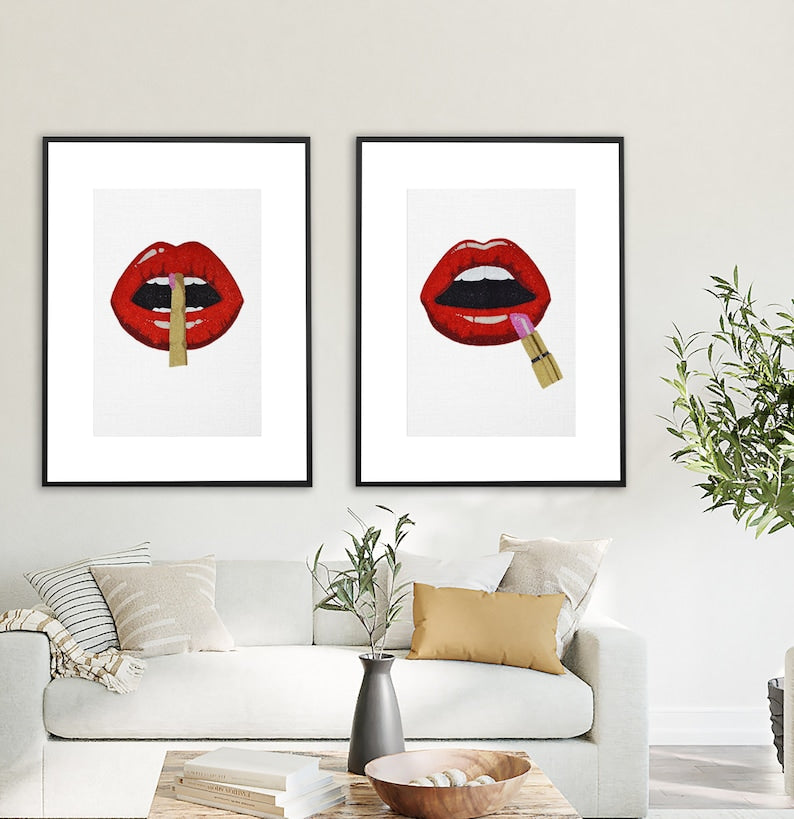 Lipstick Beaded Wall Art, Silence Beaded Wall Art