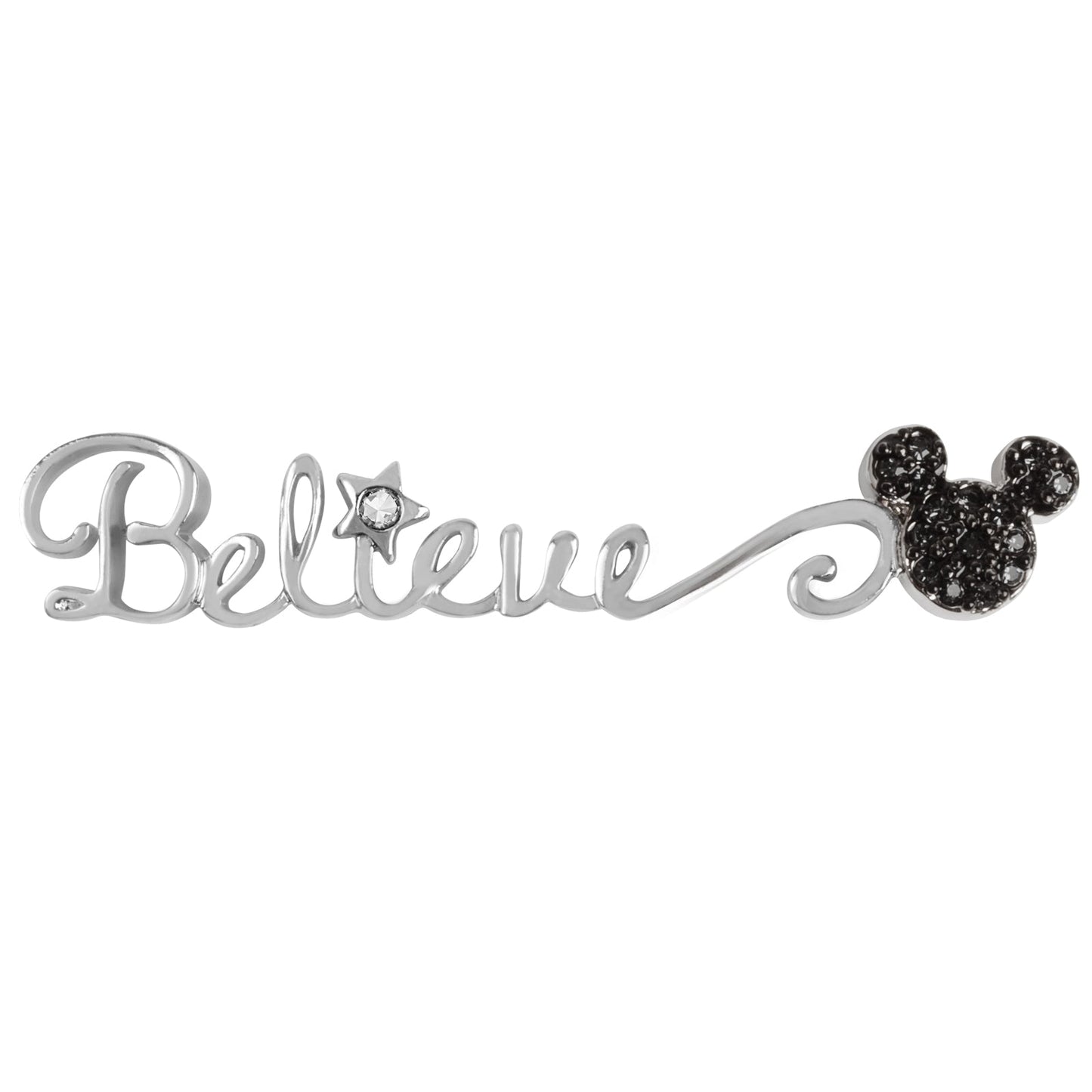 Disney Silver "Believe" Vertical Bar Window Shelf With Swarovski Crystals - Think Goodness