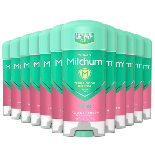 Mitchum Women Gel Antiperspirant Deodorant, Powder Fresh - 3.4 Oz - 12 Pack