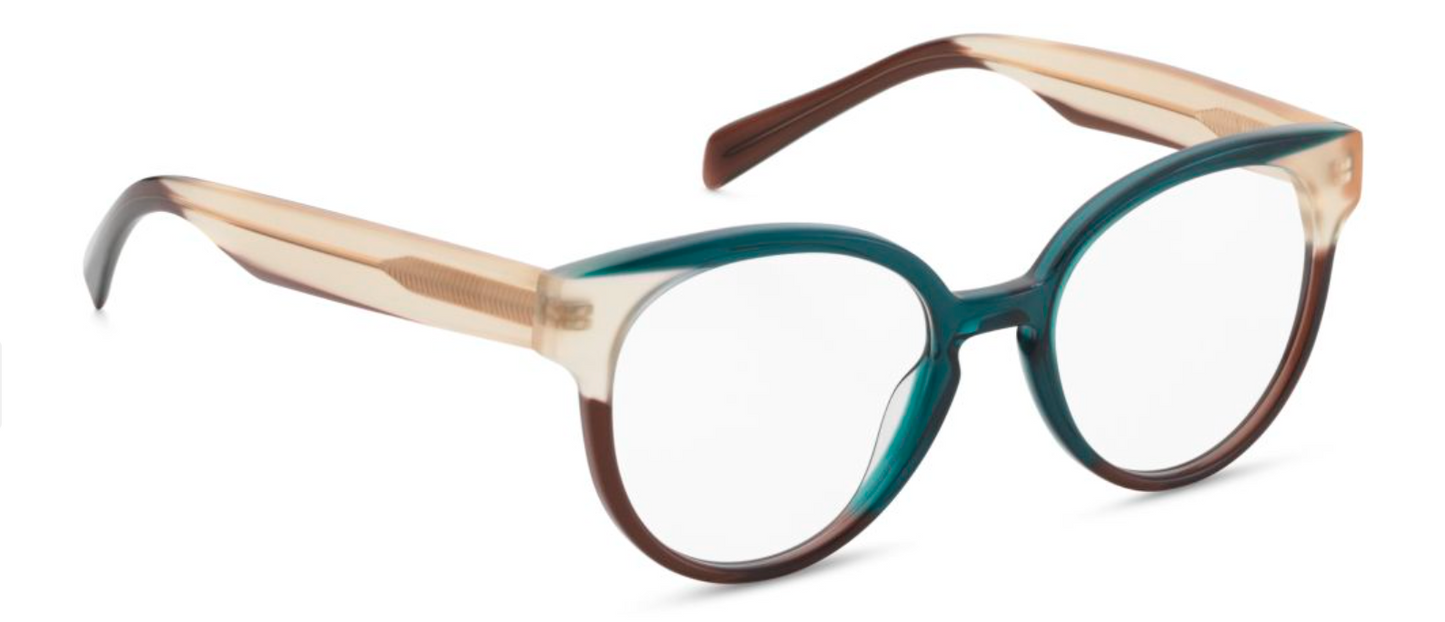 orgreen brittany plastic acetate cotton round cat eye female ladies women handmade in japan scandinavian danish design brittany 227 ocean green cream brown